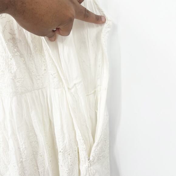 Anthropologie Maeve Womens Boho Beachy Tiered Eyelet Midi Dress Size‎ 0 White - Picture 7 of 10